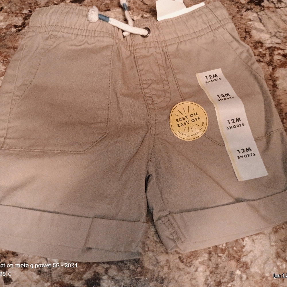 Toddler Tan Shorts Cat and Jack size 12 months elastic waist khaki shorts.New - Picture 2 of 6